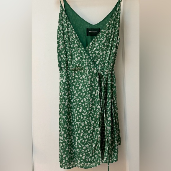 Reformation Green Floral Wrap Dress - Picture 5 of 6